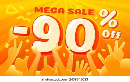 Sale off 90 Prozent, Geschenk sparen Angebot, spezielle Banner Rabatt. Vektorgrafik