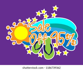 sale off 95%, greeting card background or banner with beach theme. design illustration