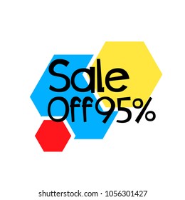 sale off 95% label or sign with honeycomb background