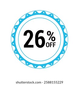 Sale off discount 26% promotion set made of numbers Vector Illustration