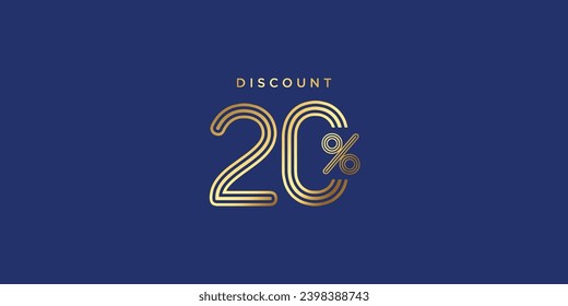 Sale off discount promotion set made of golden numbers . Vector Illustration ( Discount 20% percent)  ( special offer ) 