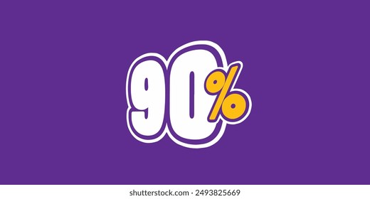 Sale off discount promotion set made of numbers . Vector Illustration of 90% percent discount  for your unique selling poster, banner ads.

