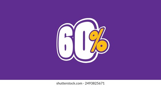 Sale off discount promotion set made of numbers . Vector Illustration of 60% percent discount  for your unique selling poster, banner ads.
