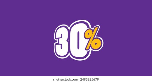 Sale off discount promotion set made of numbers . Vector Illustration of 30% percent discount  for your unique selling poster, banner ads.
