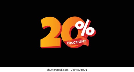 Sale off discount promotion set made of numbers . Vector Illustration of 20% percent discount  for your unique selling poster, banner ads.
