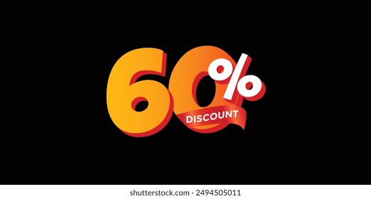 Sale off discount promotion set made of numbers . Vector Illustration of 60% percent discount  for your unique selling poster, banner ads.
