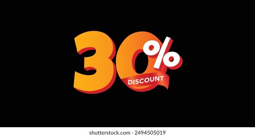 Sale off discount promotion set made of numbers . Vector Illustration of 30% percent discount  for your unique selling poster, banner ads.
