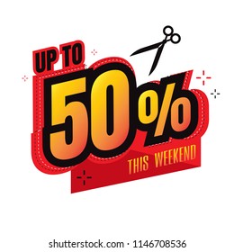 Sale off discount text 50%. vector. on white background. banner. marketing. Business