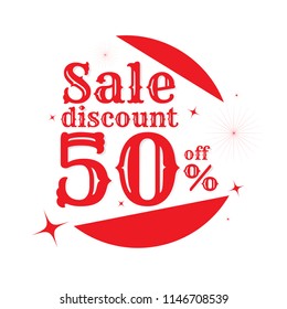 Sale off discount text 50%. vector. on white background. banner. marketing. Business
