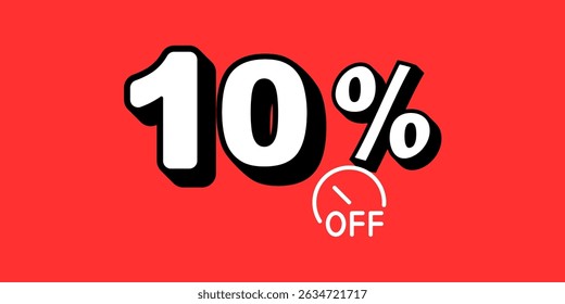  Sale Off promotion set made of numbers. Vector Illustration 10% percent  with red background
