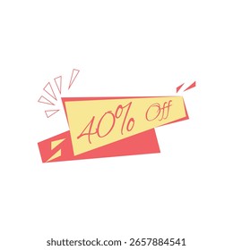 Sale off vector set 40% discount tag vector illustration. Different discount price, special offer, big discount. Advertisement clearance sale offer sign.