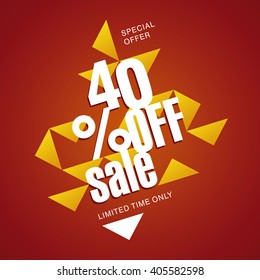Sale offer 40 percent off orange red abstract background