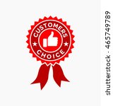 Sale offer badge. Promo seal, sticker. Customers choice tag. Finger up sign. "I like it" symbol vector illustration isolated on white background. 