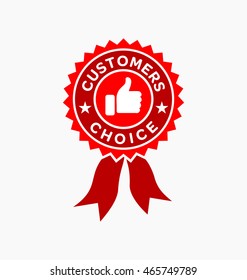 Sale offer badge. Promo seal, sticker. Customers choice tag. Finger up sign. "I like it" symbol vector illustration isolated on white background. 