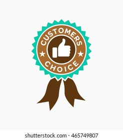 Sale offer badge. Promo seals / stickers. Customers choice tag. Finger up sign. "I like it" symbol vector illustration isolated on white background. 
