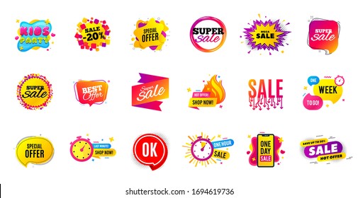 Sale offer banner. Discounts price tags. Coupon promotion templates. Black friday shopping icons. Cyber monday sale banner. Best offer badge. Price discounts icons. Deal templates. Vector