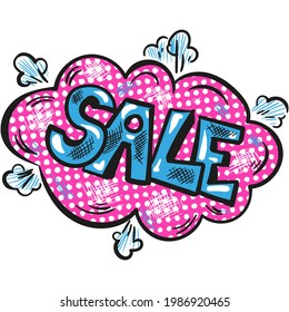 Sale offer cloud bubble comic vector icon pop art style