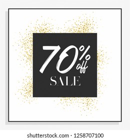 Sale offer minimal card design in fashion style. shiny glitters and text.