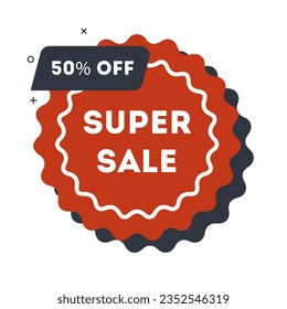 Sale offer price badge. Discount 50 percent.