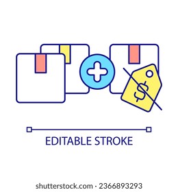 Sale offer RGB color icon. Buy two, get one for free. Profitable deal. Discount program for customers. Isolated vector illustration. Simple filled line drawing. Editable stroke. Arial font used