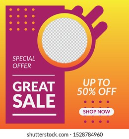Sale offer social media post template design. label for business promotion. Can be used for website and mobile website banners.