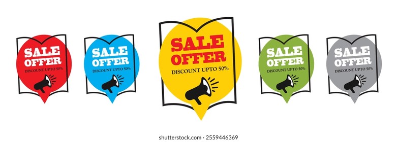 Sale Offer Tag Vector - Books Sale Tag - Get Discount Offer 