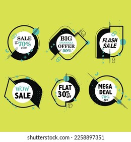 Sale Offer Tags with back theme vectors for business.