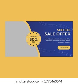 Sale offer web banner design template.