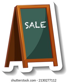 Sale on blackboard stand in cartoon style isolated illustration
