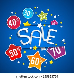 Sale on blue background vector illustration