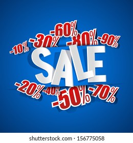 Sale on blue background vector illustration
