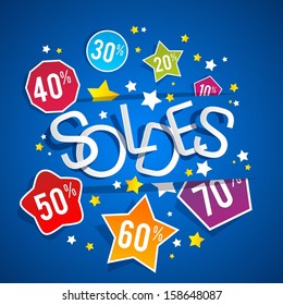 Sale on blue background vector illustration