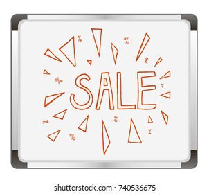 Sale on flip chart background. Vector illustration.