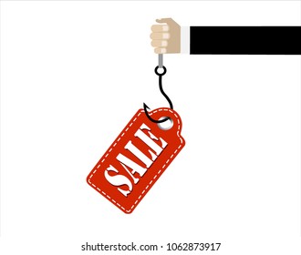 Sale on a hook. Illustration in flat style.