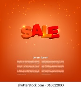 Sale on a red background with text. Design element. Vector illustration
