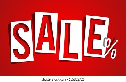 Venta en ilustración vectorial de fondo rojo