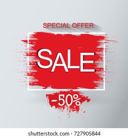 Sale on a red background in a white frame