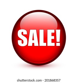 SALE on red glossy button