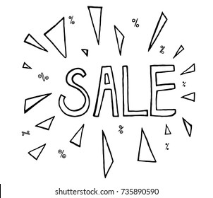 Sale on white background. Vector illustration.