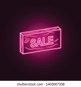 sale on a wooden stick neon icon. Elements of Sale set. Simple icon for websites, web design, mobile app, info graphics