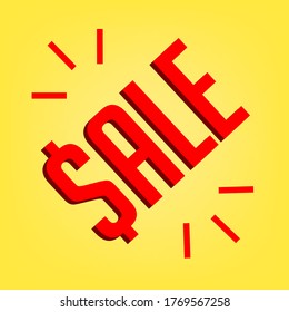 Venta en un vector de fondo amarillo