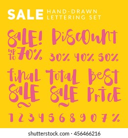 "Sale" original hand-drawn lettering set. Easy editable. Eps10 vector illustration.