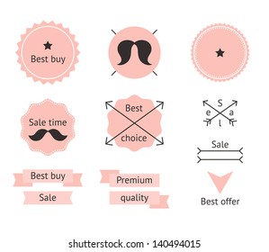 Sale pale pink labels in hipster style