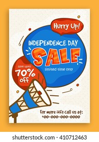 Sale Pamphlet, Banner or Flyer design with 70% Discount Offer on occasion of American Independence Day celebration.