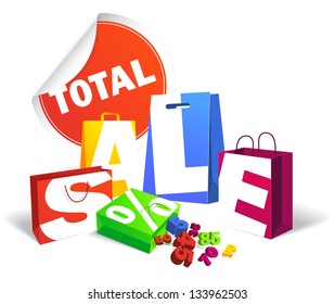 Sale paper bag with label
