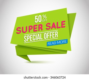 Sale paper banner. Vector illustration