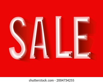 sale with paper cut red background, exotic floral design for banner, flyer, invitation, poster, web site or greeting card. Paper cut style, vector illustration