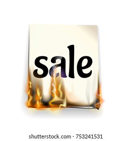 Sale Paper realistic lit on a white background .