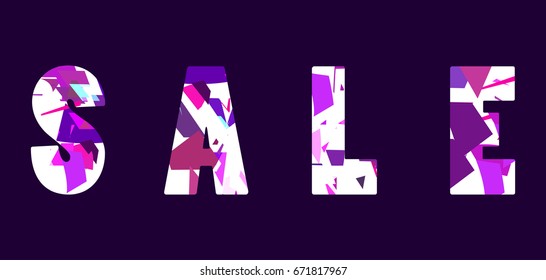 Sale. Pattern on letters. Elements of the style of glitch. Vector illustration