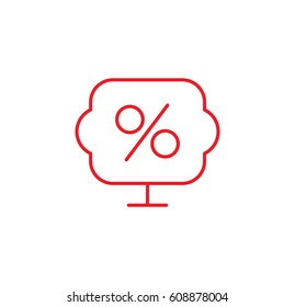 Sale, percent icon. Discount label. Linear style. Isolated vector.